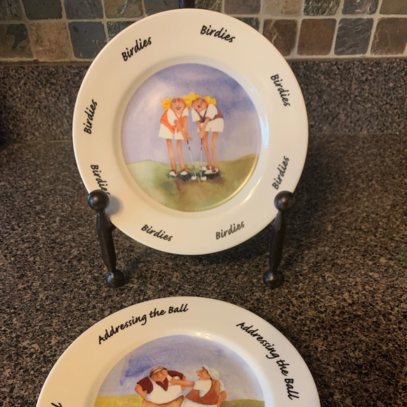Erika Oller by House of Prill Set of 3 Women Playing Golf 7.5" Dessert Plates - Picture 5 of 5